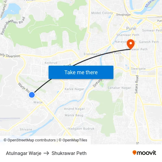 Atulnagar Warje to Shukrawar Peth map