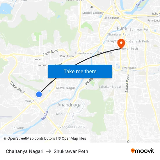 Chaitanya Nagari to Shukrawar Peth map