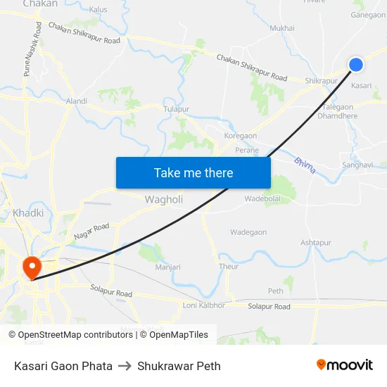 Kasari Gaon Phata to Shukrawar Peth map