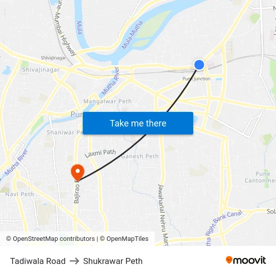 Tadiwala Road to Shukrawar Peth map