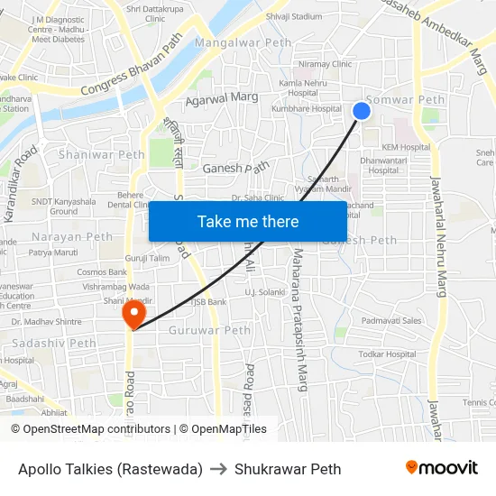 Apollo Talkies (Rastewada) to Shukrawar Peth map