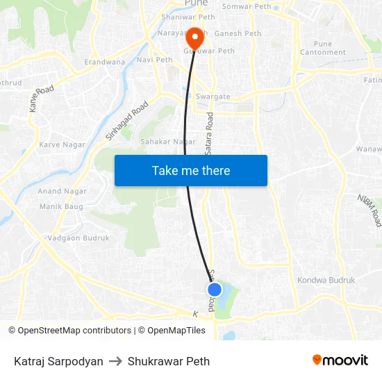 Katraj Sarpodyan to Shukrawar Peth map