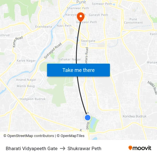 Bharati Vidyapeeth Gate to Shukrawar Peth map