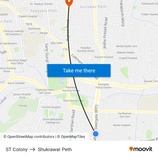 ST Colony to Shukrawar Peth map