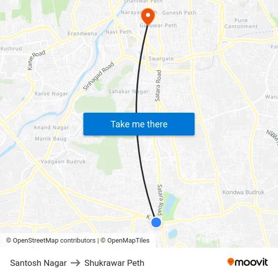Santosh Nagar to Shukrawar Peth map