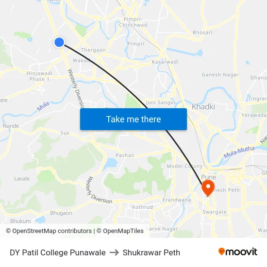 DY Patil College Punawale to Shukrawar Peth map