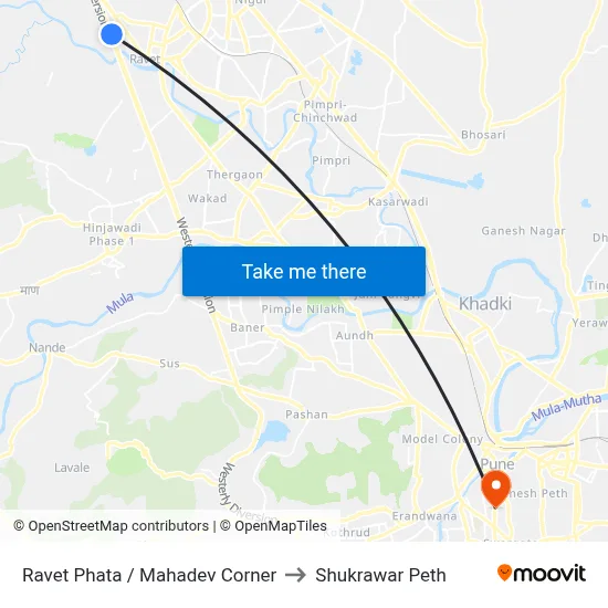 Ravet Phata / Mahadev Corner to Shukrawar Peth map