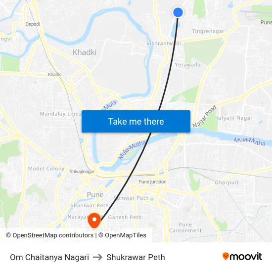 Om Chaitanya Nagari to Shukrawar Peth map