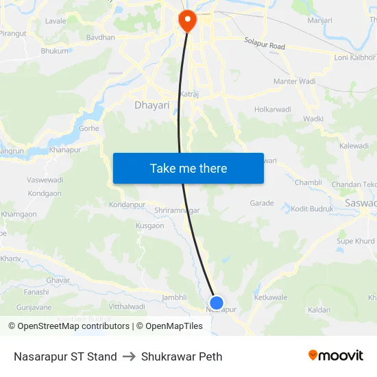 Nasarapur ST Stand to Shukrawar Peth map