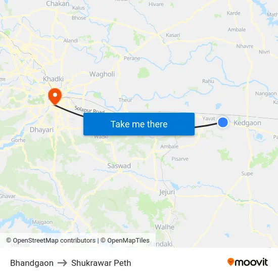 Bhandgaon to Shukrawar Peth map
