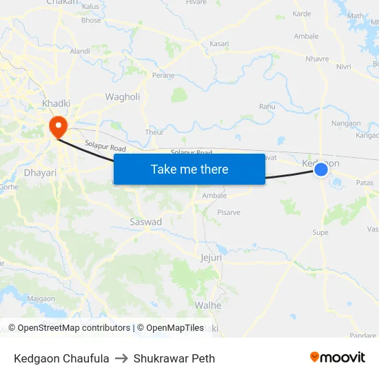 Kedgaon Chaufula to Shukrawar Peth map