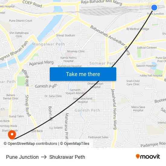 Pune Junction to Shukrawar Peth map