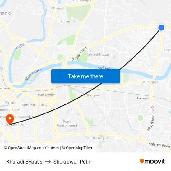 Kharadi Bypass to Shukrawar Peth map