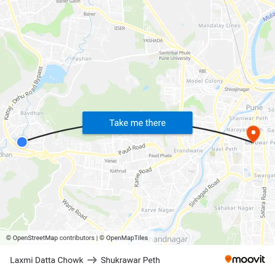 Laxmi Datta Chowk to Shukrawar Peth map