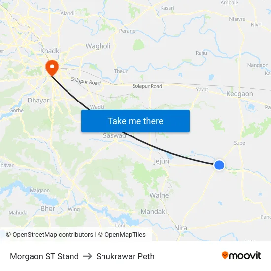 Morgaon ST Stand to Shukrawar Peth map
