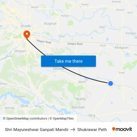 Shri Mayureshwar Ganpati Mandir to Shukrawar Peth map