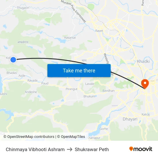 Chinmaya Vibhooti Ashram to Shukrawar Peth map