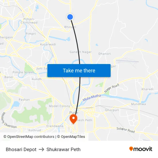 Bhosari Depot to Shukrawar Peth map