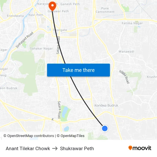 Anant Tilekar Chowk to Shukrawar Peth map
