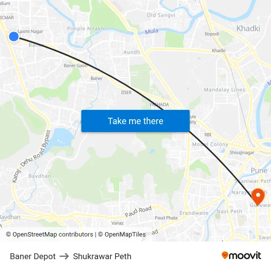 Baner Depot to Shukrawar Peth map