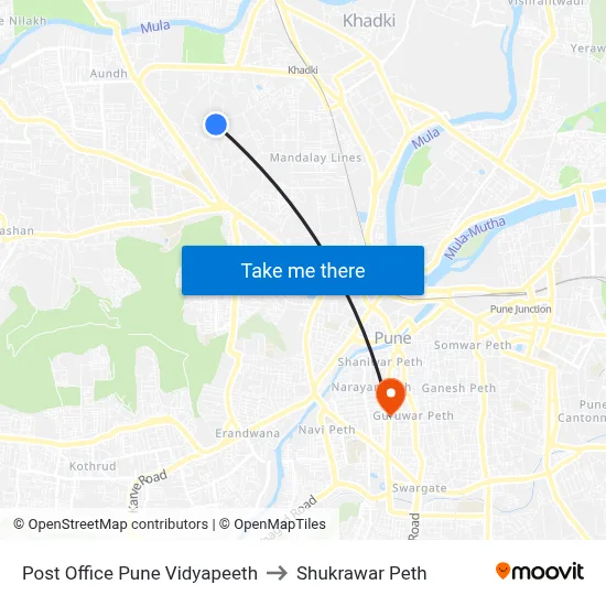 Post Office Pune Vidyapeeth to Shukrawar Peth map