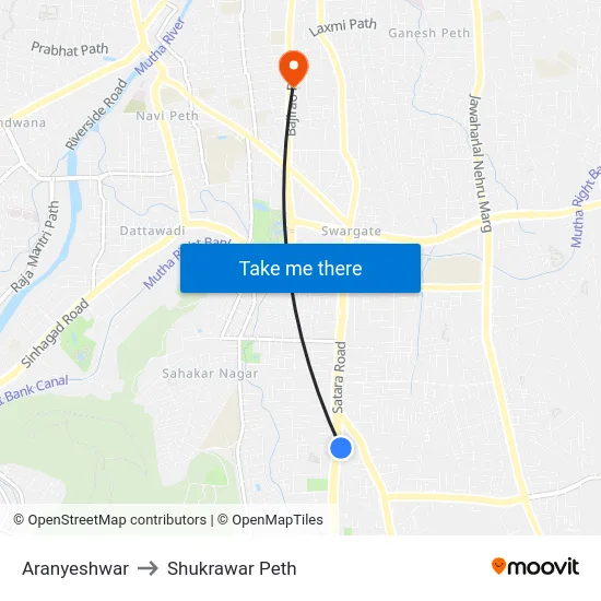 Aranyeshwar to Shukrawar Peth map