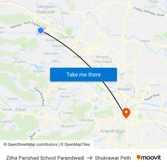 Zilha Parishad School Parandwadi to Shukrawar Peth map