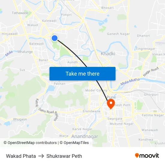 Wakad Phata to Shukrawar Peth map