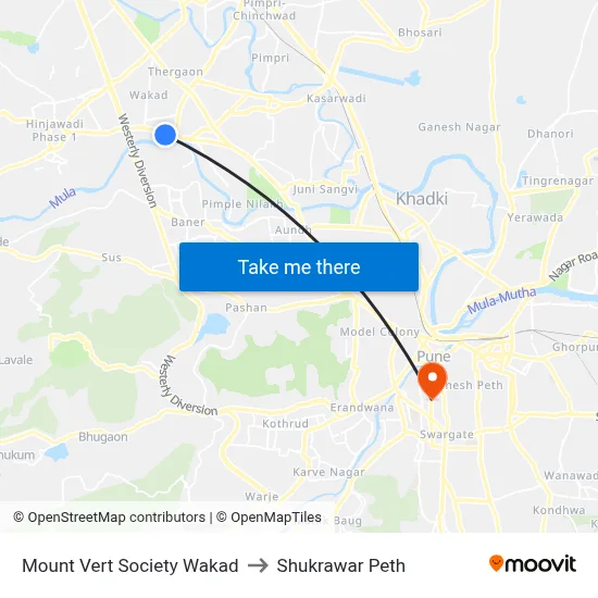 Mount Vert Society Wakad to Shukrawar Peth map