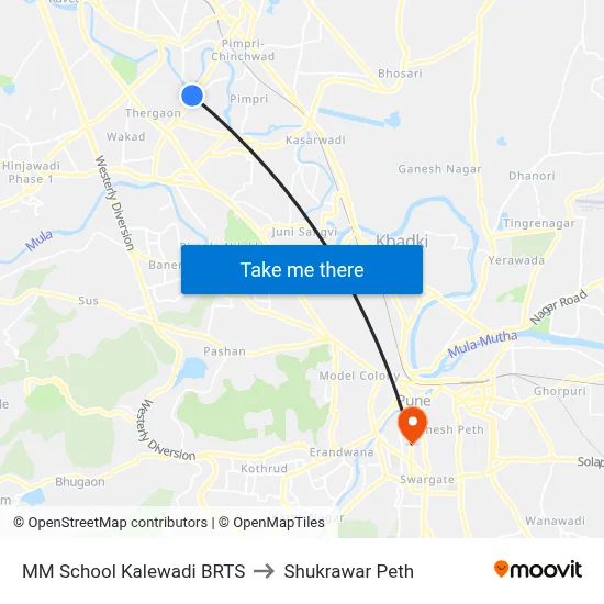 MM School Kalewadi BRTS to Shukrawar Peth map