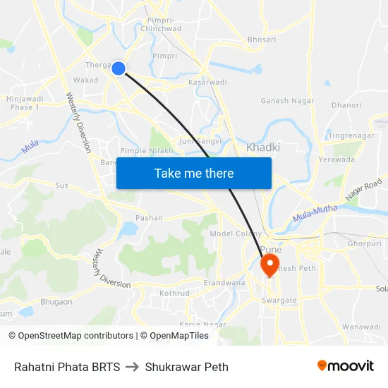 Rahatni Phata BRTS to Shukrawar Peth map
