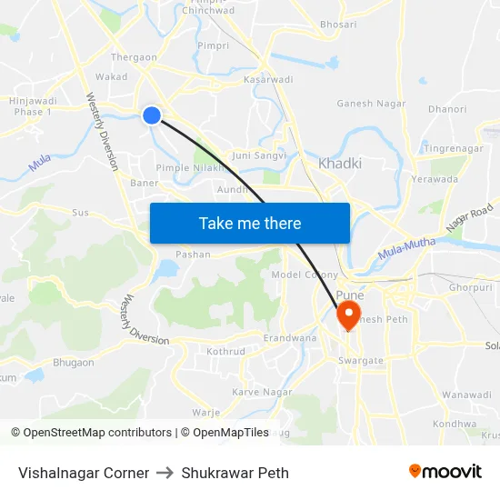 Vishalnagar Corner to Shukrawar Peth map