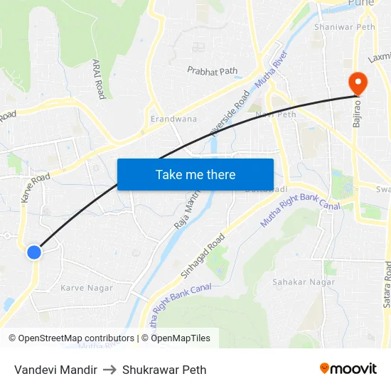 Vandevi Mandir to Shukrawar Peth map