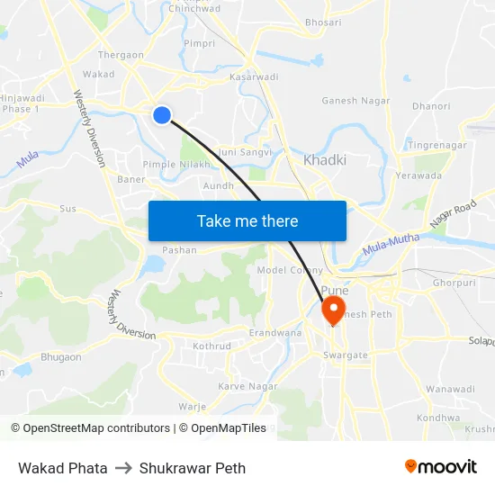 Wakad Phata to Shukrawar Peth map