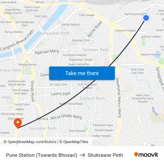 Pune Station (Towards Bhosari) to Shukrawar Peth map