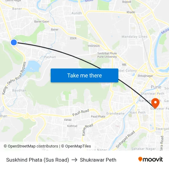 Suskhind Phata (Sus Road) to Shukrawar Peth map