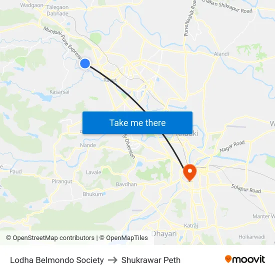 Lodha Belmondo Society to Shukrawar Peth map