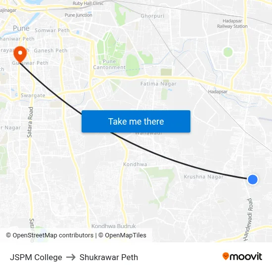 JSPM College to Shukrawar Peth map