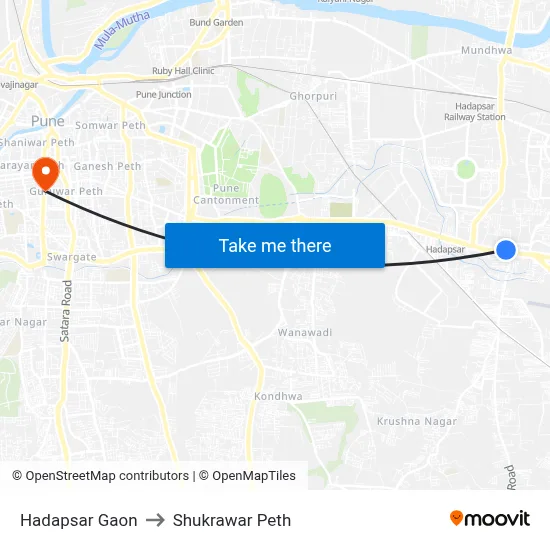 Hadapsar Gaon to Shukrawar Peth map