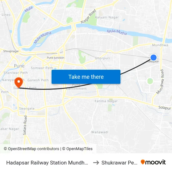 Hadapsar Railway Station Mundhwa to Shukrawar Peth map