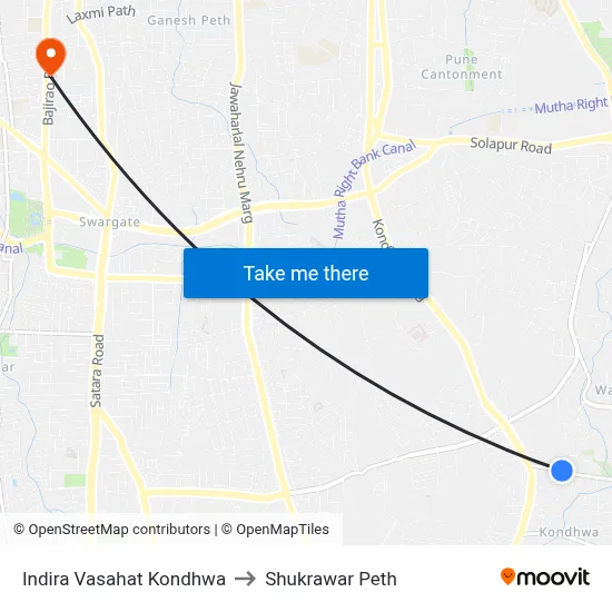 Indira Vasahat Kondhwa to Shukrawar Peth map