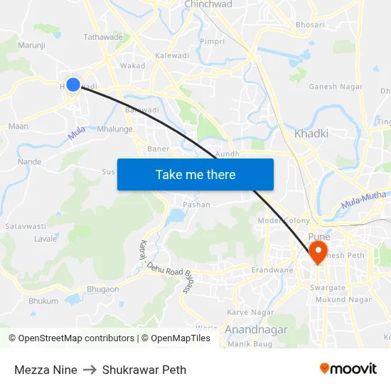 Mezza Nine to Shukrawar Peth map