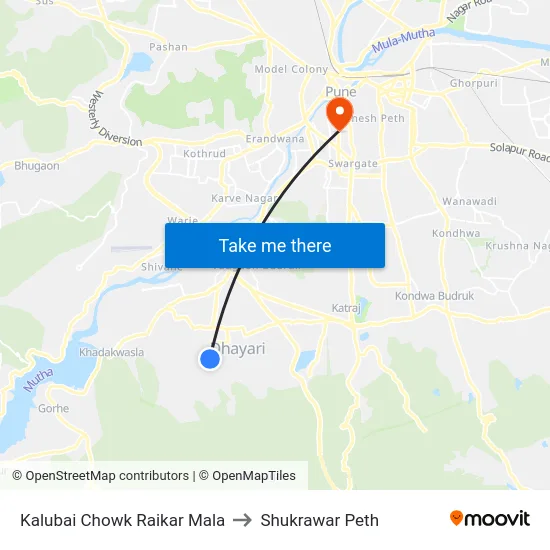 Kalubai Chowk Raikar Mala to Shukrawar Peth map