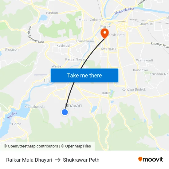 Raikar Mala Dhayari to Shukrawar Peth map