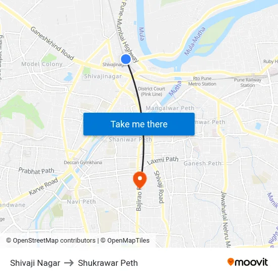 Shivaji Nagar to Shukrawar Peth map