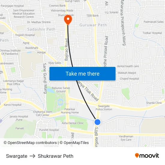 Swargate to Shukrawar Peth map