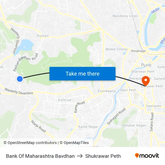 Bank Of Maharashtra Bavdhan to Shukrawar Peth map