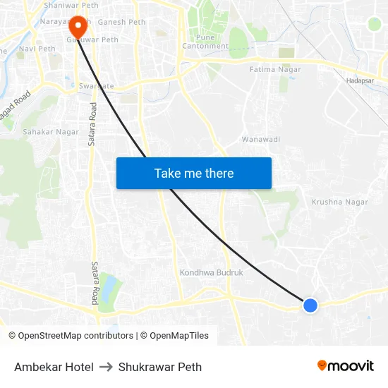Ambekar Hotel to Shukrawar Peth map
