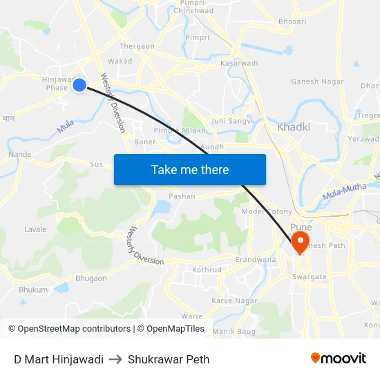 D Mart Hinjawadi to Shukrawar Peth map