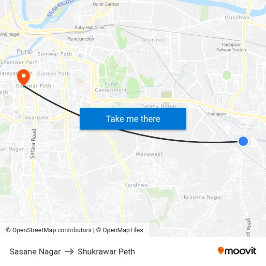 Sasane Nagar to Shukrawar Peth map